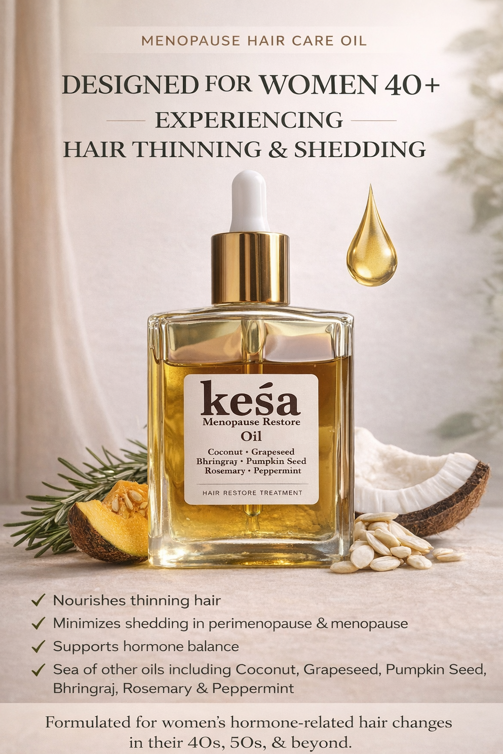 Keśa Hair Growth Oil for Menopause-Related Hair Loss