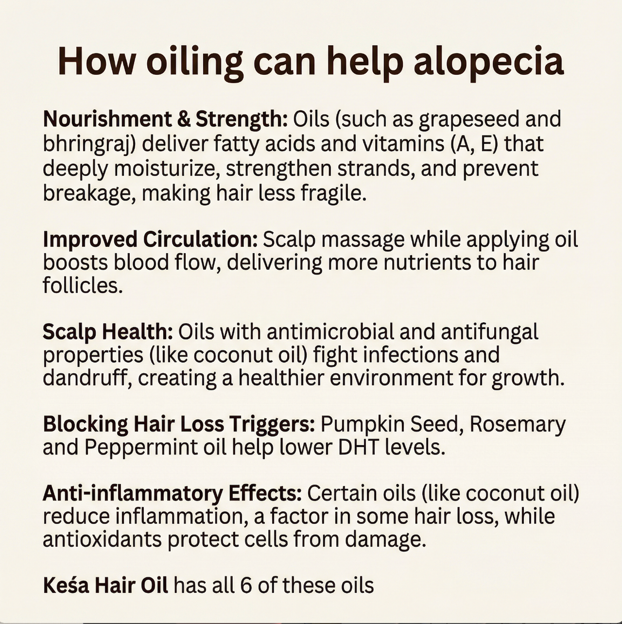 Keśa Hair Growth Oil | Natural Organic Serum for Alopecia Hair Loss with DHT Blockers