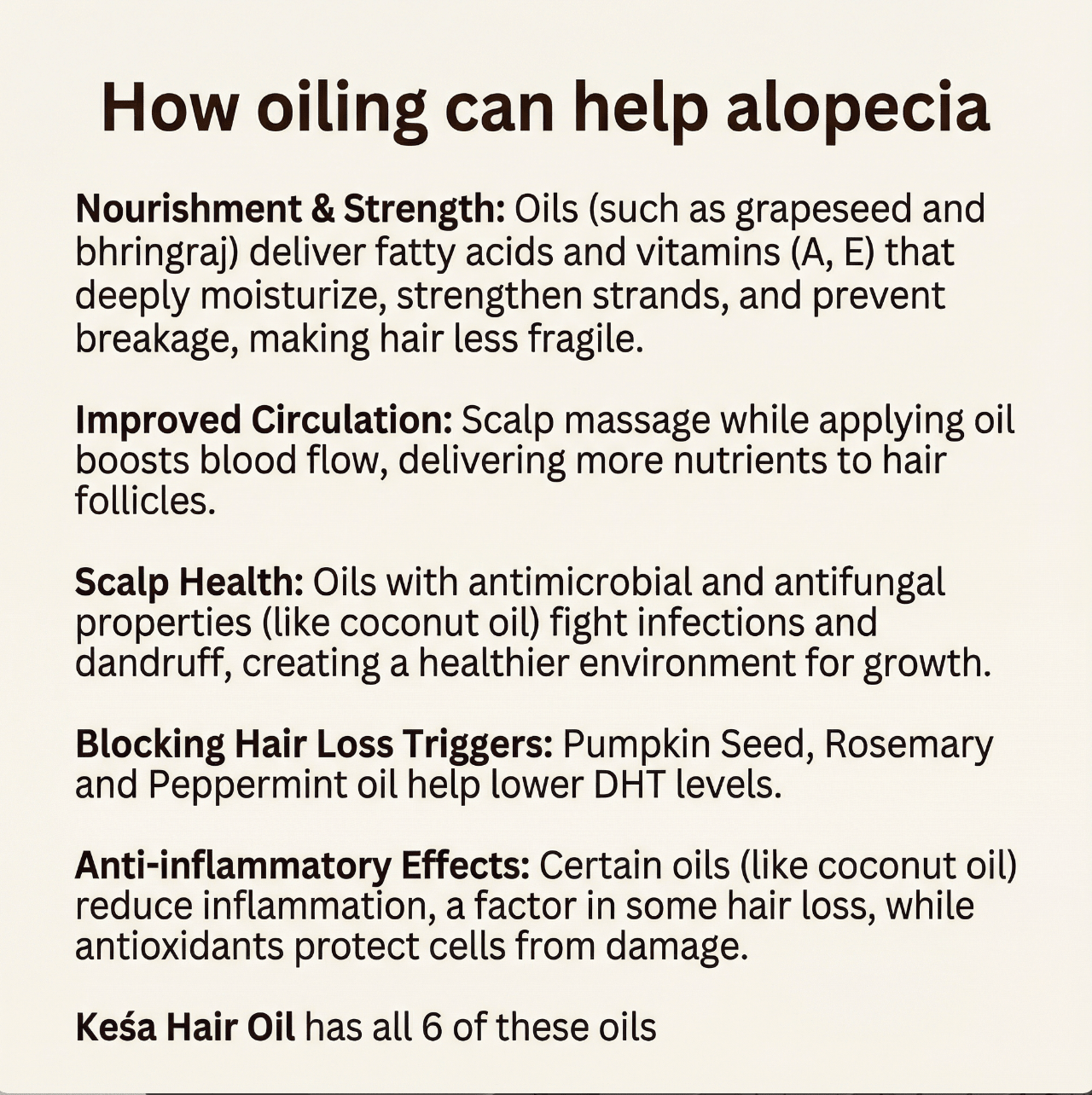 Keśa Hair Growth Oil | Natural Organic Serum for Alopecia Hair Loss with DHT Blockers - keśa beauty